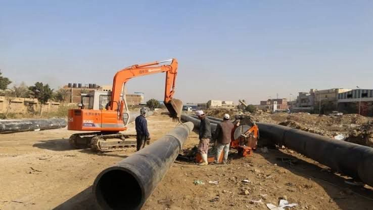 Water infrastructure pipes being installed