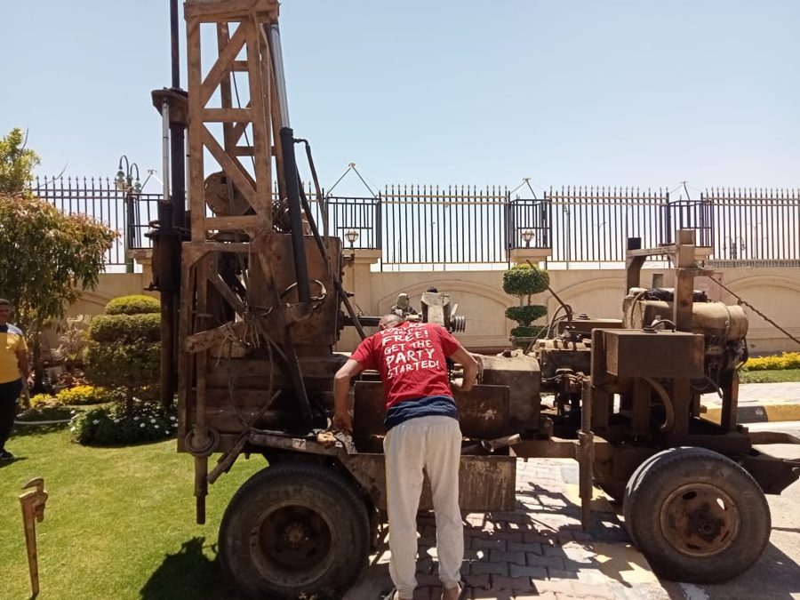 Soil boring rig performing geotechnical investigation